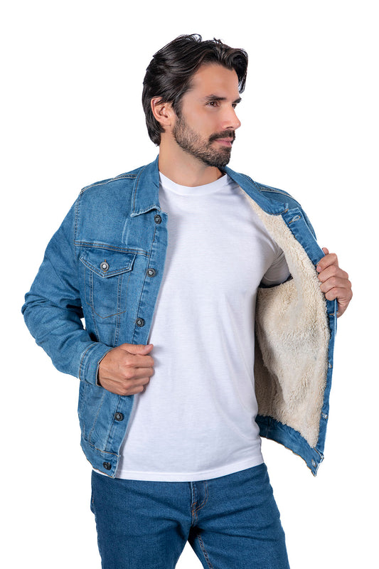 Men's Faux Fur Denim Jackets (S-M-L-XL-2XL / 2-3-4-2-1) 12 pcs