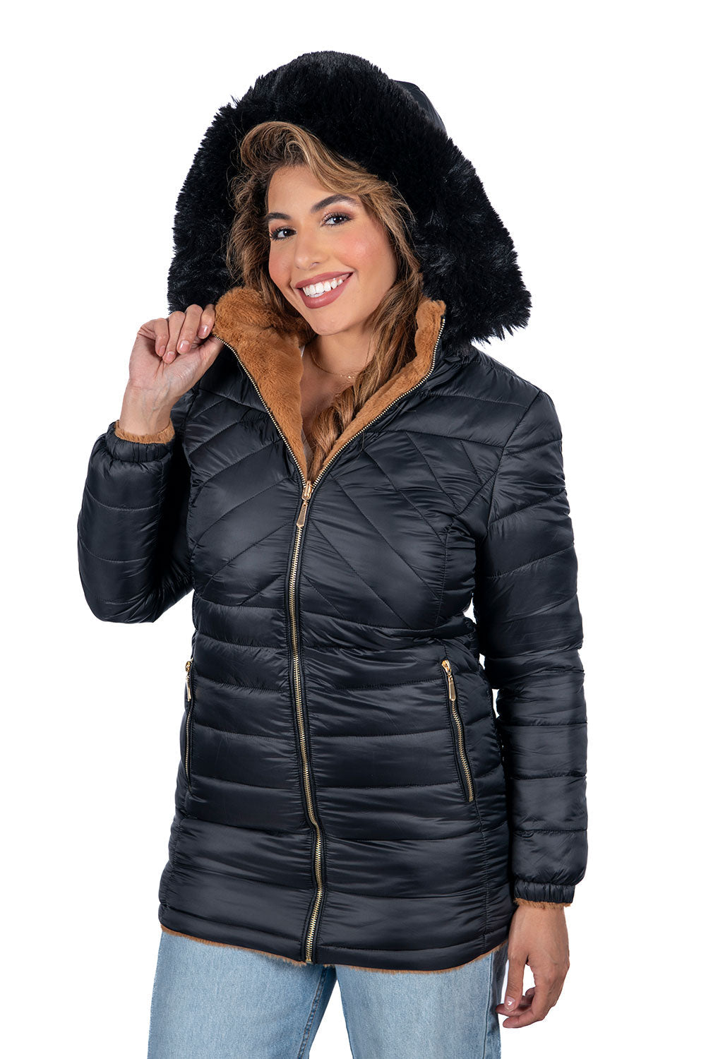 Women's Reversible Padded Fur Hoodie Jackets (S-M-L-XL / 4-8-8-4) 24 pcs