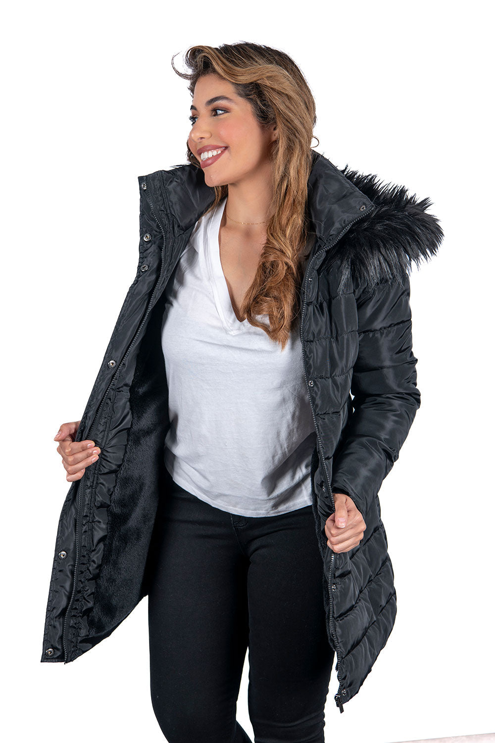 Women's Padded Fur Hoodie Jackets (S-M-L-XL-2XL / 4-7-7-3-3) 24 pcs