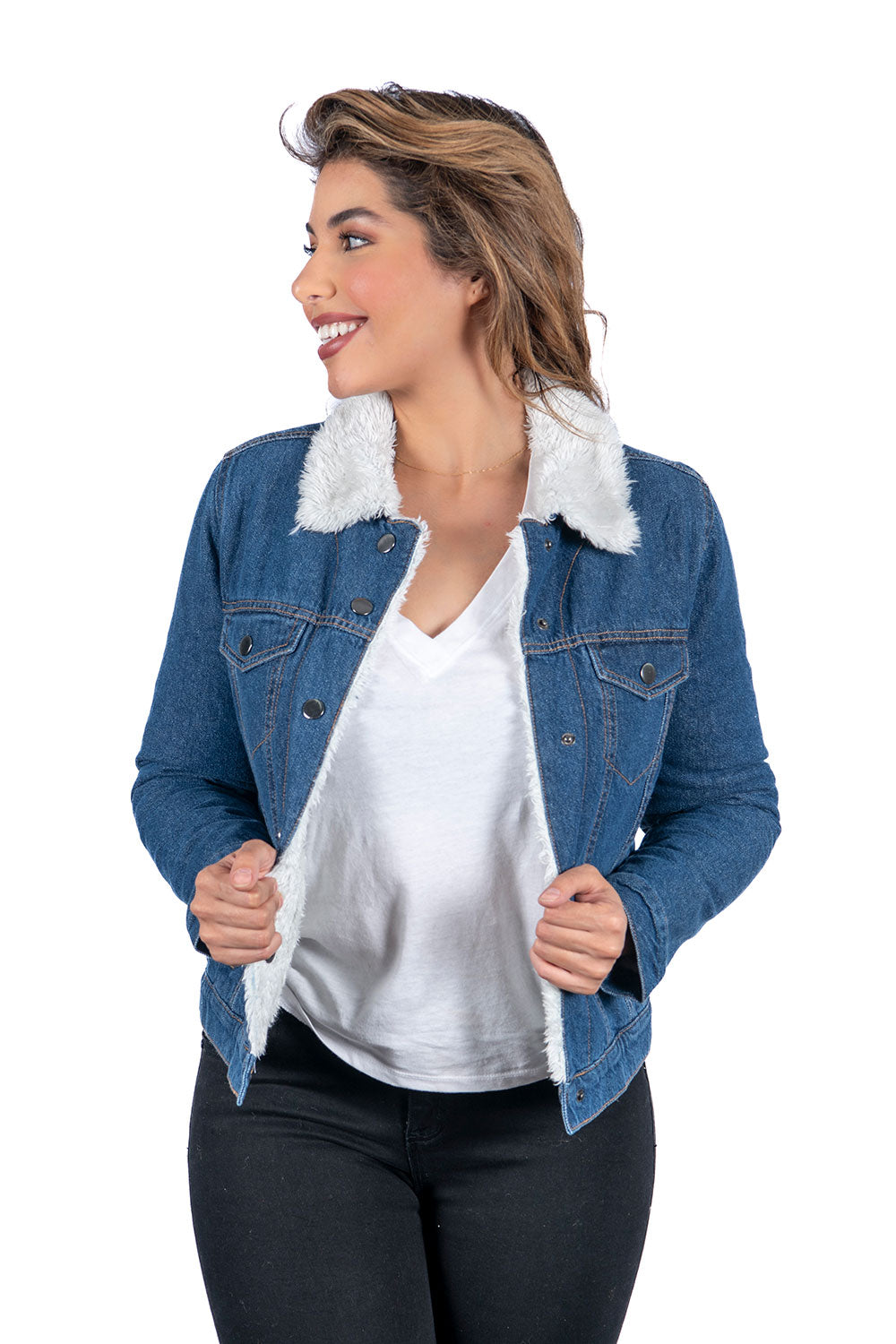Women's Faux Fur Denim Jacket (S-M-L-XL / 2-4-4-2) 12 pcs